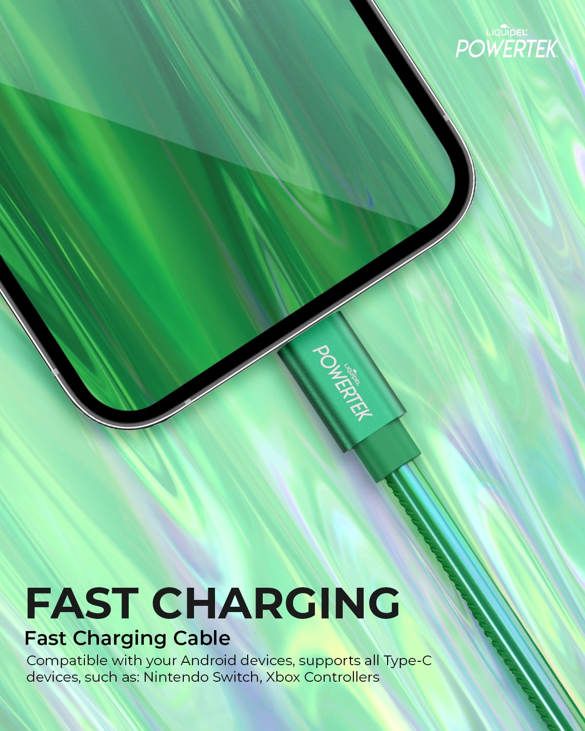 Powertek 6' USB Type A to Type C Cable, Green