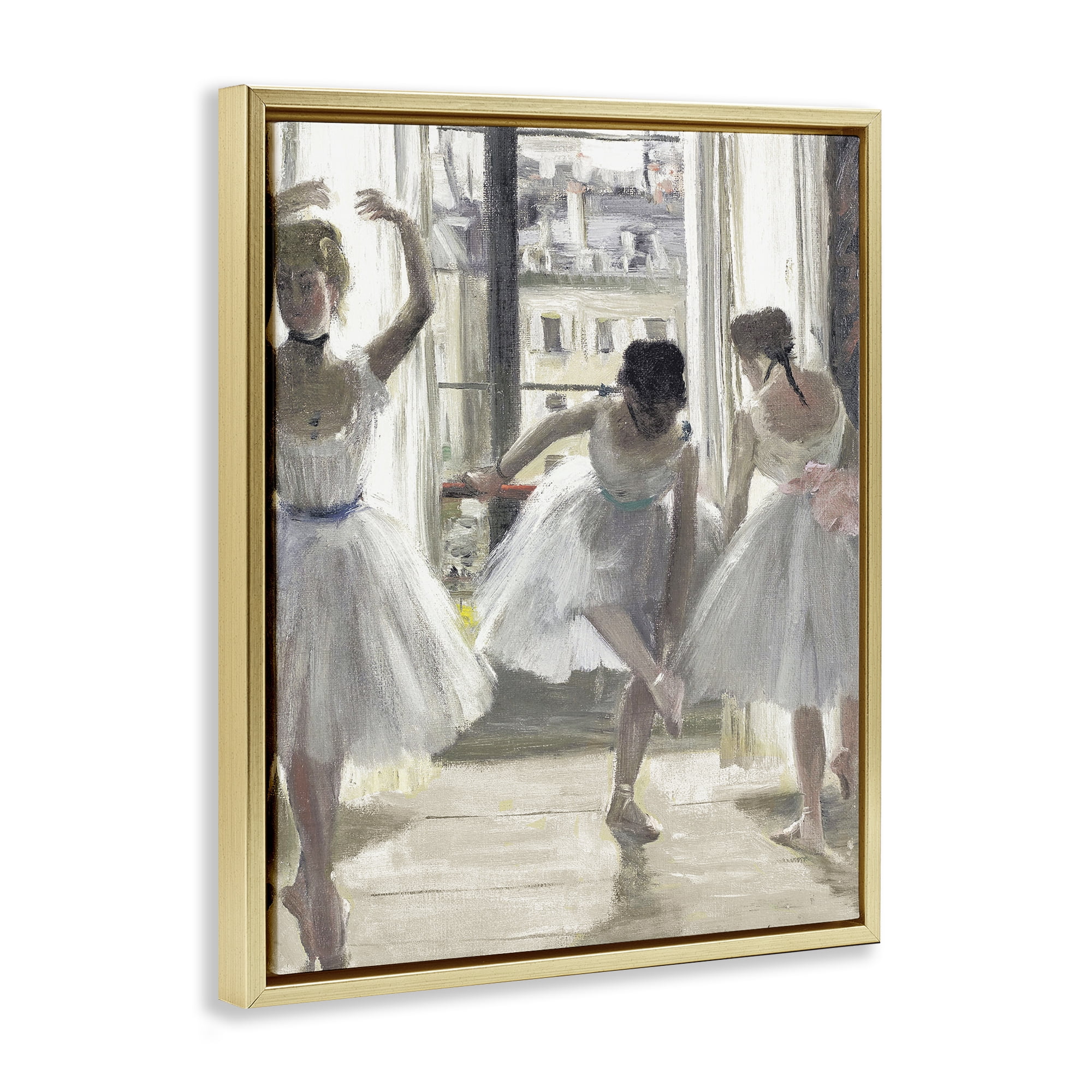 Stupell Industries Ballet Class In Practice Gold Framed Floater Canvas Wall Art, design by Leah Straatsma