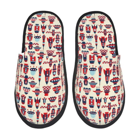 

Tideii Rocket Pattern for Home Indoor Cotton Slippers Autumn and Winter EVA Plush Slippers Household Supplies Unisex-Large