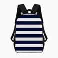 thumbnail image 2 of Navy White Horizontal Striped Pattern Large Capacity Backpacks For Teenagers Travel Bags Casual 17In Backpack, 2 of 7