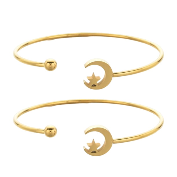 Jumpingount 2 uds., abierta para mujer, brazalete decorativo de mano ajustable de acero inoxidable, joyería para novia para citas, regalo de fiesta Ropa, zapatos y accesorios Miscelánea Oro Jumpingount AP016027-01