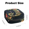 thumbnail image 2 of 1Pc Cute Period Bag Menstrual Cup Pouch, Large Storage Bag Sanitary Purse for Sanitary Napkin Pads, Letter J with Flowers Leaves Black Background Pads Organizer for Girls Women, 2 of 6