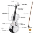thumbnail image 4 of Tcbosik Full Size 4/4 Violin Set, Fiddle Kit with Hard Case, Violin Bow, Shoulder Rest, Rosin,Extra Strings and Sordine, Violin Outfit for Adults Beginners Students, White, 4 of 10