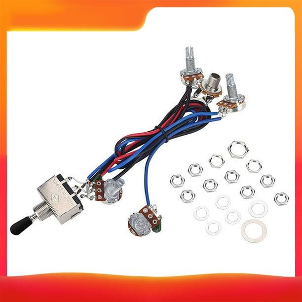 Prewired Wiring Harness Kit For Lp Electric Guitar 2t2v 500k Pots 3 Way Toggle Switch Wiring Harness With Jack For Dual Humbucker Gibson Les Pual