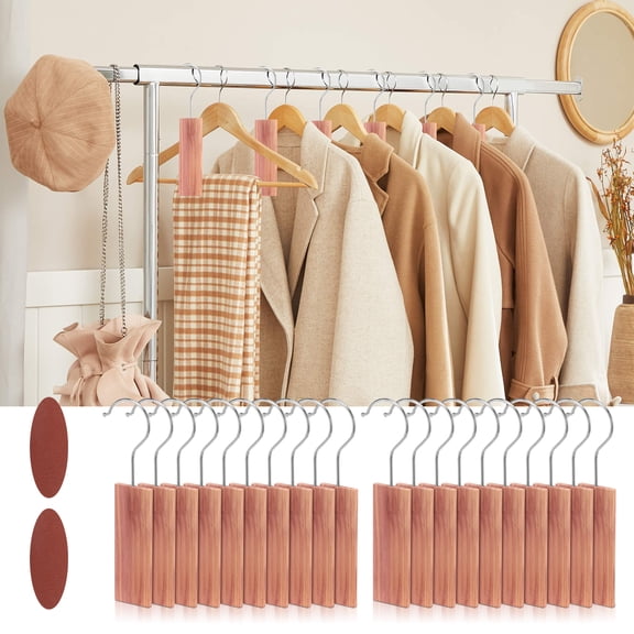 20 Pcs Cedarwood Moth Repellent Long Lasting Cedar Block with Metal Hooks and Sandpapers for Closets Drawers and Wardrobes