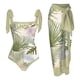 thumbnail image 1 of MKLEKYY Trajes De Baño Mujer 2 Piezas Women 1 Piece Swimwear+1 Piece Cover Up Two Piece Vintage Print Swimsuit Monokini Bikini 2 Piece Swimsuits Two Piece Tankini Set 1588, 1 of 4