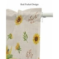 thumbnail image 5 of Yellow Floral Linen Curtain Valance for Bedroom/Bathroom/Kitchen/Office/Living/Dining Room Window,Farmhouse Truck Sunflower Summer Spring Pocket Topper Drapes Decorative Cafe Drapery Panel 42"x12", 5 of 6