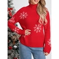 thumbnail image 3 of FAROOT Chandail à Col Roulé de Noël pour Femmes Flocon de Neige Jacquard Tricoté Pulls Automne Hiver, 3 of 9
