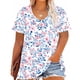 thumbnail image 1 of Puntoco Liquidación de blusas cortas para mujer Camisa básica estampada de manga corta con cuello en V y talla grande para mujer, 1 of 5