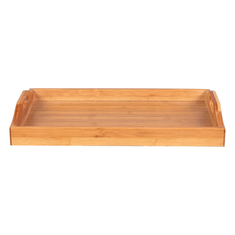 Lowestbest Tea Tray, Bar Tray, Serving Tray, Serving Platters Bamboo, Tray for Dinner Trays, Wooden Tray with Handles, Breakfast Tray, Parties, Bed Tray