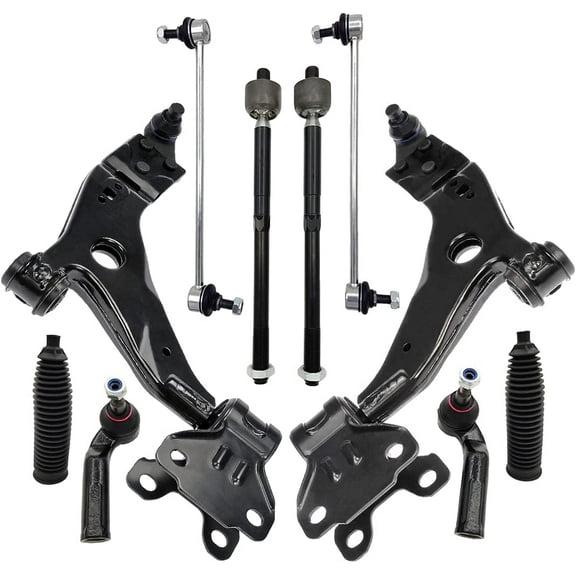 10 Pcs Suspension Kit Front Lower Control Arms w/Ball Joint Tie Rods Sway Bar Link Boots Compatible With 2013-2018 Ford Escape