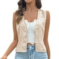 thumbnail image 2 of ECZHAW Womens Tops ,Floral Embroidered Vest for Women Boho Vintage Sleeveless Open Front Cardigan Shirt Waistcoat, 2 of 9