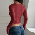 thumbnail image 5 of Sexlip Womens Cotton Tops Long Sleeve T Shirts Square Neck Y2k Tops Slim Fit Going Out Fall Fashion Clothes Red L, 5 of 6