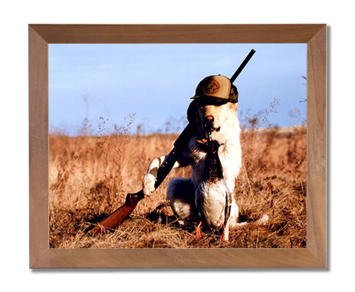 Yellow Labrador Dog Gone Hunting Wall Picture Honey Framed Art Print
