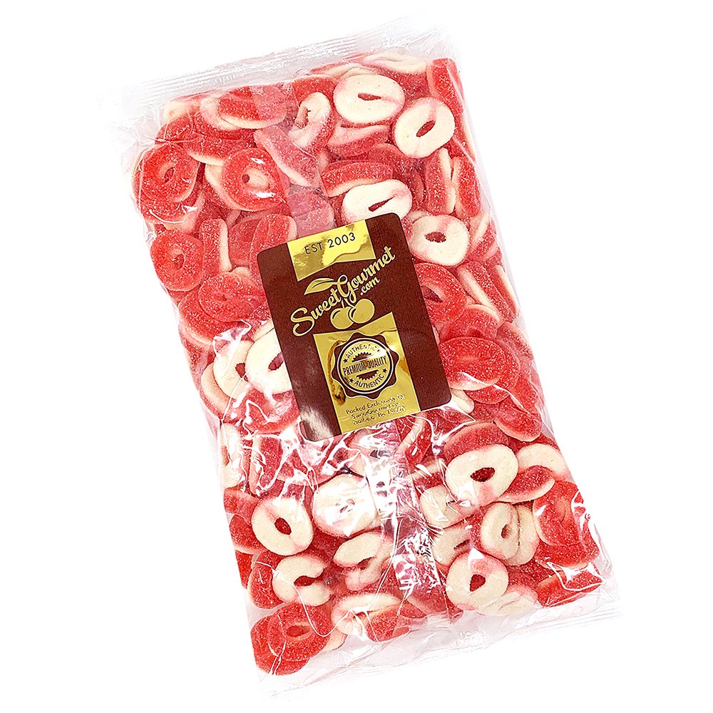 SweetGourmet Gummy Strawberry Rings Red White Gummi Candy Halal 5