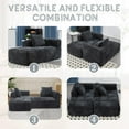 thumbnail image 6 of Demi Bonn 62" Plush Chenille Loveseat Sofa, Modular Sleeper for Living Room, Bedroom, Apartment Lounge, Stylish & Comfortable Couch, Black, 6 of 15