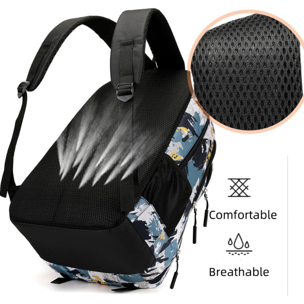 Juuar School Bags for Girls Boys, Printed Kids Backpack with Pencil Case, Camo Bookbag Multi Pocket Back to School Backpack for Primary School, Blue