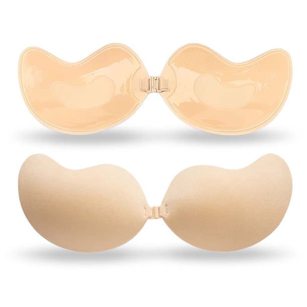 Sujetador de mango de silicona sin aro, ropa interior invisible, sin tirantes, parche para el pecho, fino, transpirable, push up, mango, hebilla frontal, parche para el pecho