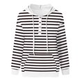 thumbnail image 5 of Sudaderas con cremallera Gibobby para mujer Sudadera con capucha estampada a rayas Blusa informal de Manga larga con cordón Negro M, 5 of 5