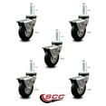 thumbnail image 2 of 3 Inch Hooded Neoprene Rubber 8mm Threaded Stem Casters with Brakes Set 5 SCC, 2 of 2