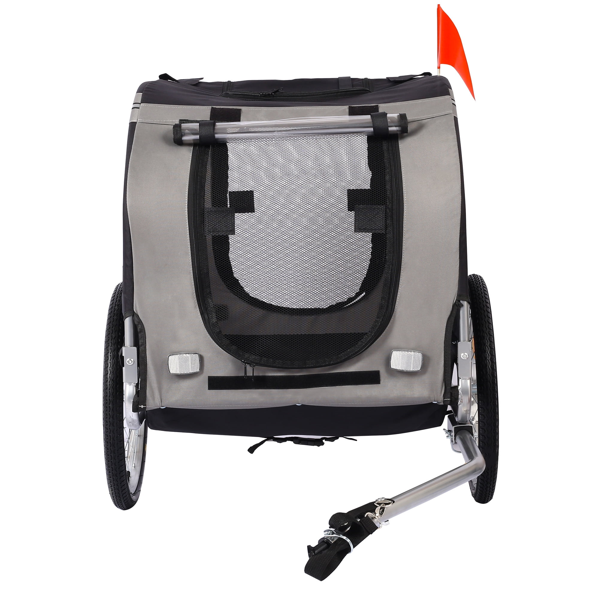 Pefilos 55" Dog Bike Trailer for Small and Medium, Pet Trailer with Suspension, Visibility Flag, Air-Filled Tires, Collapsible, Gray Pefilos 55" Dog Bike Trailer for Small and Medium, Pet Trailer with Suspension, Visibility Flag, Air-Filled Tires, Collapsible, Gray