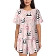 thumbnail image 1 of Fotbe Cute Cartoon Panda Conjunto de Pijama Estampado para Mujer, 2 Piezas, Ropa de Dormir con Camiseta de Manga Corta y Shorts Suaves-3X-Large, 1 of 6