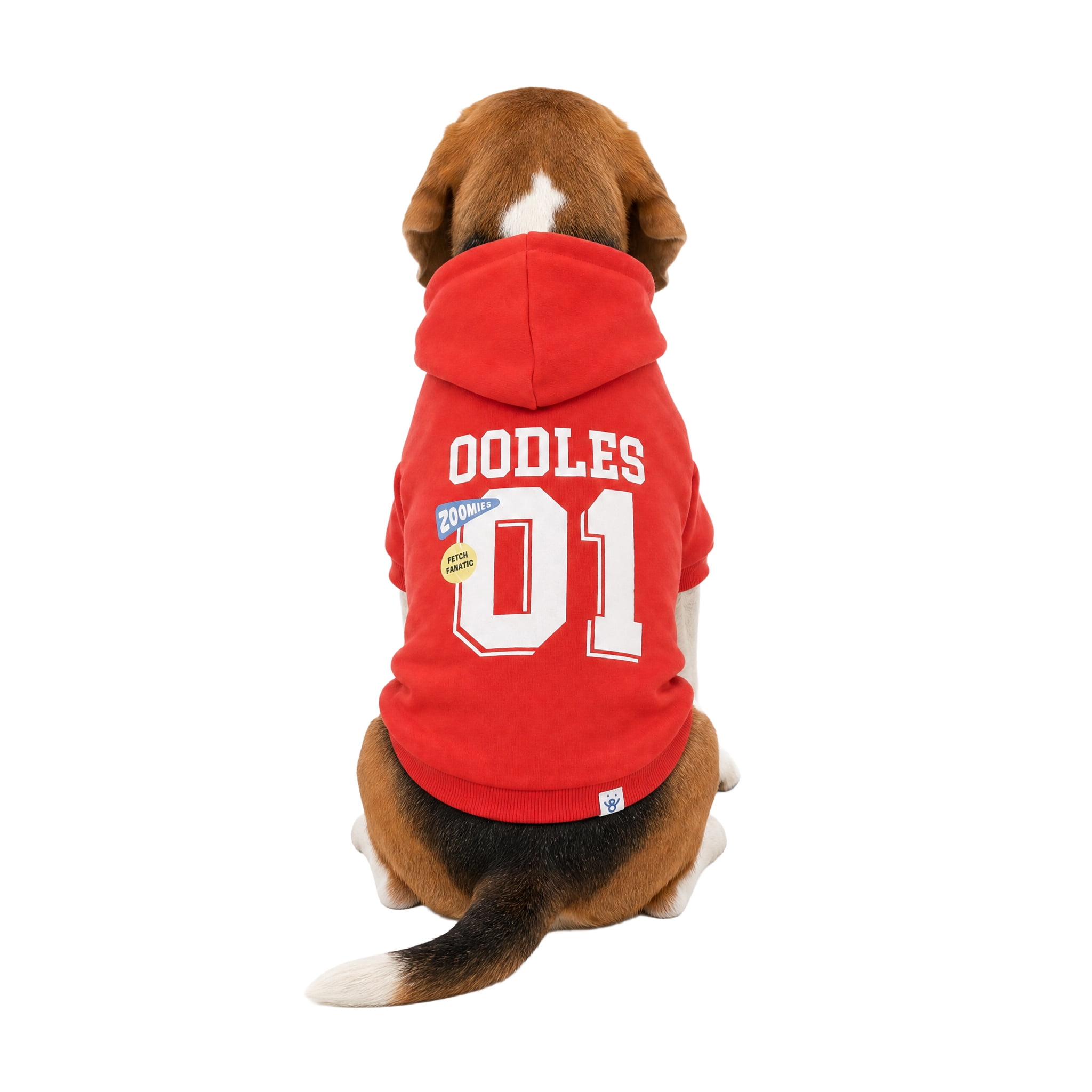 Oodles Sporty Fall Dog Hoodie, Red, Medium