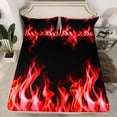 thumbnail image 2 of jejeloiu Red Black Flame Queen Sheet Sets,3D Fire Flat Sheet,Cool Flames Queen Fitted Sheet For Boys,Breathable Bedroom Decorative,4 Pieces, 2 of 7
