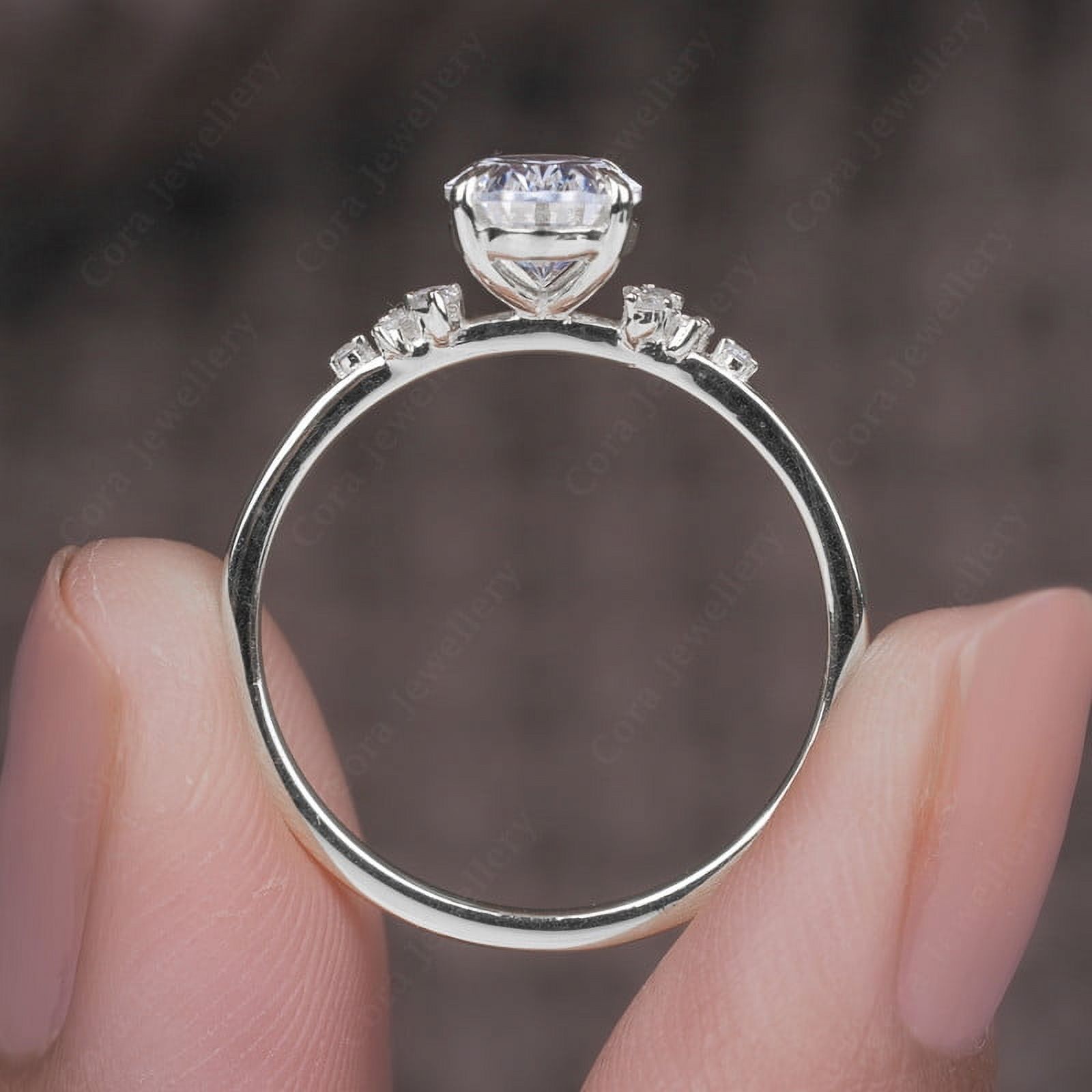Cora Jewellery 1.35TCW Sonw Drift Oval Moissanite Engagement Ring for Women, 10K White Gold, 6.5 US