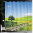 thumbnail image 4 of Ambesonne Outdoorsy Shower Curtain, Rural Country Scenery, 69"Wx84"L, Apple Green and Pale Blue, 4 of 5