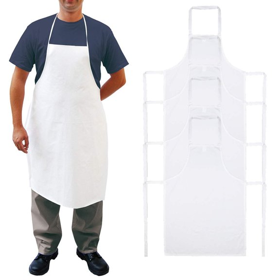 White Disposable Aprons, 55 GSM Polypropylene Waterproof, 100 Count, 28 x 36 in