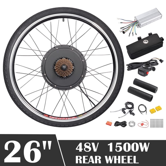Yescom Electric Bike Conversion Kit 48V 1500W 26" Rear Wheel E-bike Conversion Kit Thumb Throttle