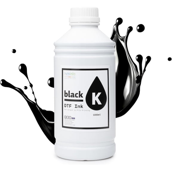CISinks Premium DTF Ink Bottle Refill Set 1000ML- Direct to Film Heat Transfer Printing, Conversion Kit, Compatible w/ DTF Film-Black