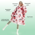 thumbnail image 3 of Cozy Comfort Wearable Blanket Hoodie with Sleeves - Sherpa Hooded Blanket Pink as Strawberry Gifts for Mom Women Girlfriend, Warm Blanket Sweatshirt Adult, 3 of 6