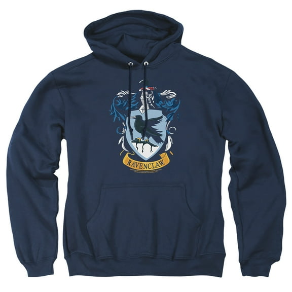Harry Potter Ravenclaw Crest Unisex Adult Pull-Over Heather Hoodie, Large, Navy