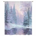 thumbnail image 2 of Winter Forest Sheer Curtains 72 Inches Long, Natural Forest Lake Snow Scene Colorful Light Filering Curtains, Breathable Simi Curtain Privacy Drapes for Living Room Bedroom Window Treatment, 2 of 9