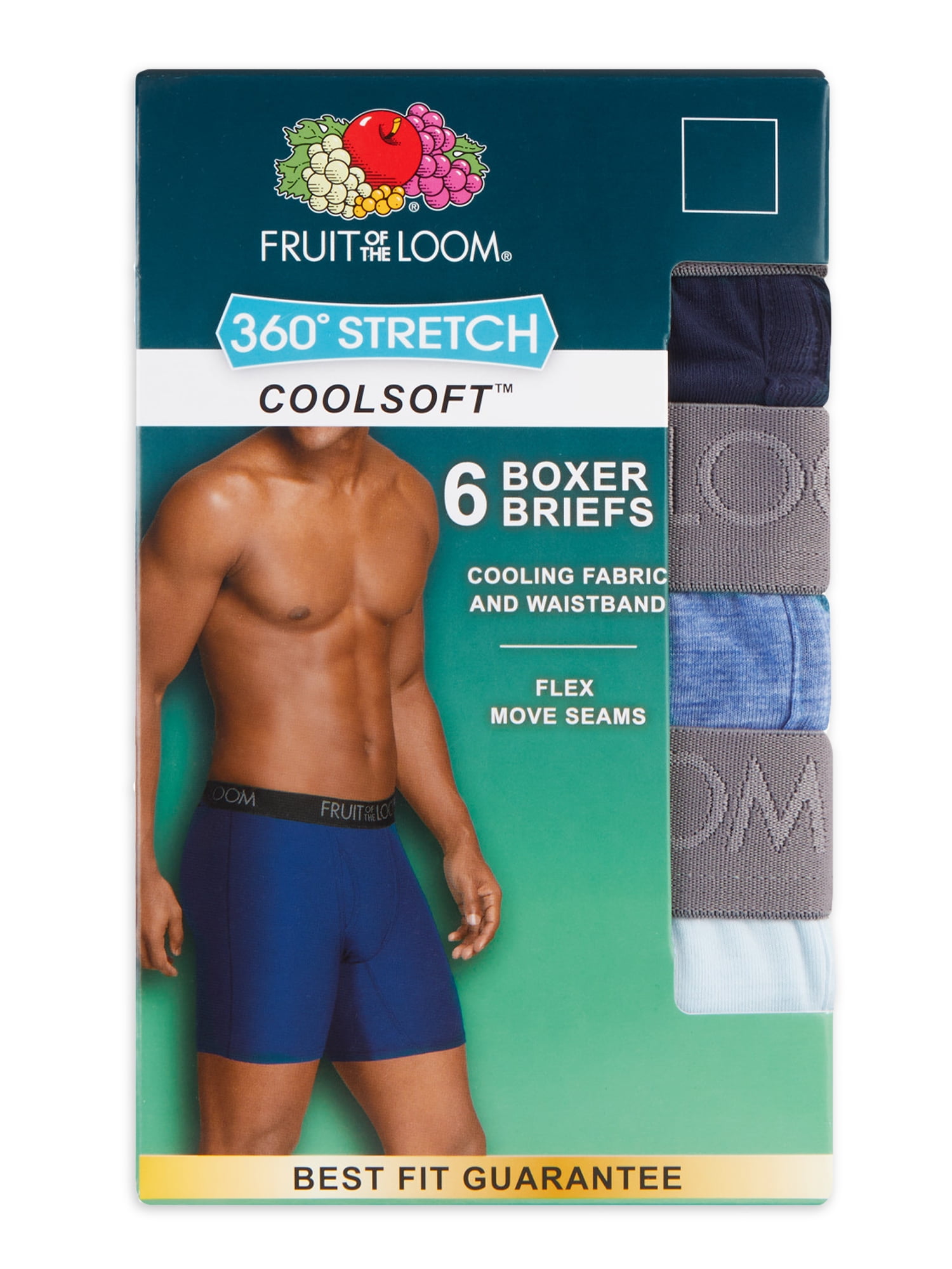Fruit of the Loom Men's 360 Stretch Coolsoft Boxer Briefs, 6 Pack 