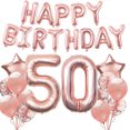 thumbnail image 1 of Kit de globos de cumpleaños en oro rosa número 50, 13 unidades con globos de aluminio, 1 of 1