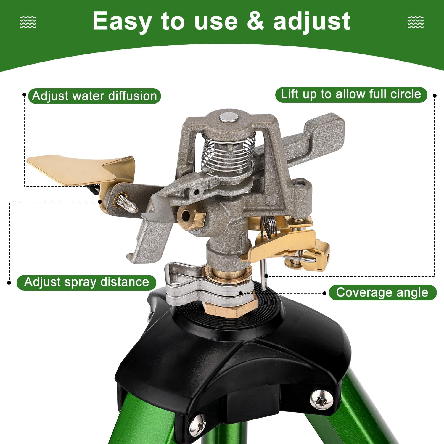 Impact Sprinkler On Tripod Base  2 Pack Lawn Sprinklers For Yard With 360 Degree Large Area Coverage Extra Tall Heavy Duty Water Lawn/yard/garden