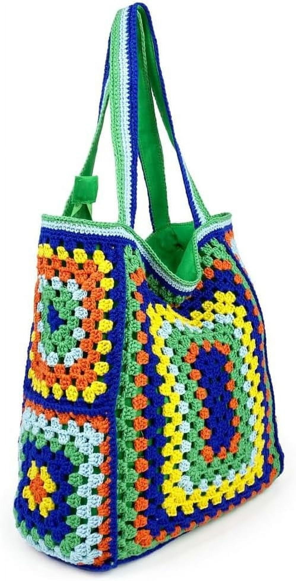 Knitted Shouder Bags for Women Crochet Handbag Colorful Summer Totes Oversized Hobo Bag Woven Top Handle Purse