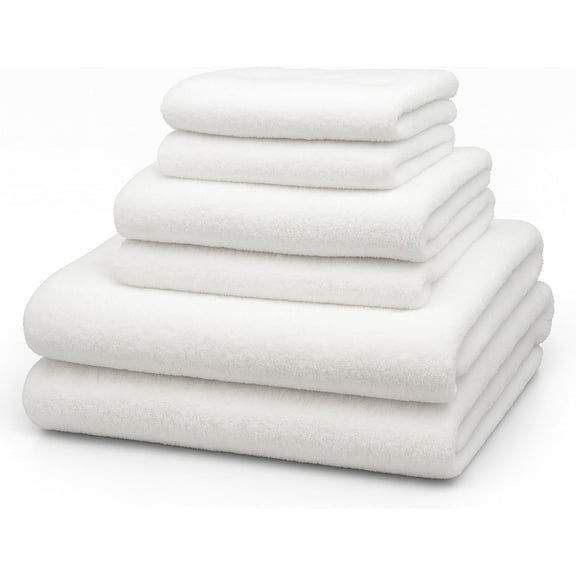 OVENTE 6 Piece Ultra Soft Bath Towels, Highly Absorbent, Quick Dry and Plush Shower Towels, Classic Luxury Bathroom Towel Set Includes 2 Bath Towels, 2 Hand Towels and 2 Washcloths, White BTF01006W