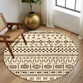 thumbnail image 3 of Round Area Rug 7 Ft, Abstract Boho Washable Non-Slip Circle Carpet for Living Room/Bedroom, Modern African Ethnic Geometric Beige Low-Profile Large Runner Mat Collection Rugs for Indoor, 3 of 7