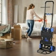 thumbnail image 4 of Yiwa Diable Pliant avec Panier Pliant, Chariots 2 en 1 Capacité de 330 Lb avec Roues, Camion Plateforme, avec 4 Roues et Poignée Rétractable (Bleu), 4 of 4