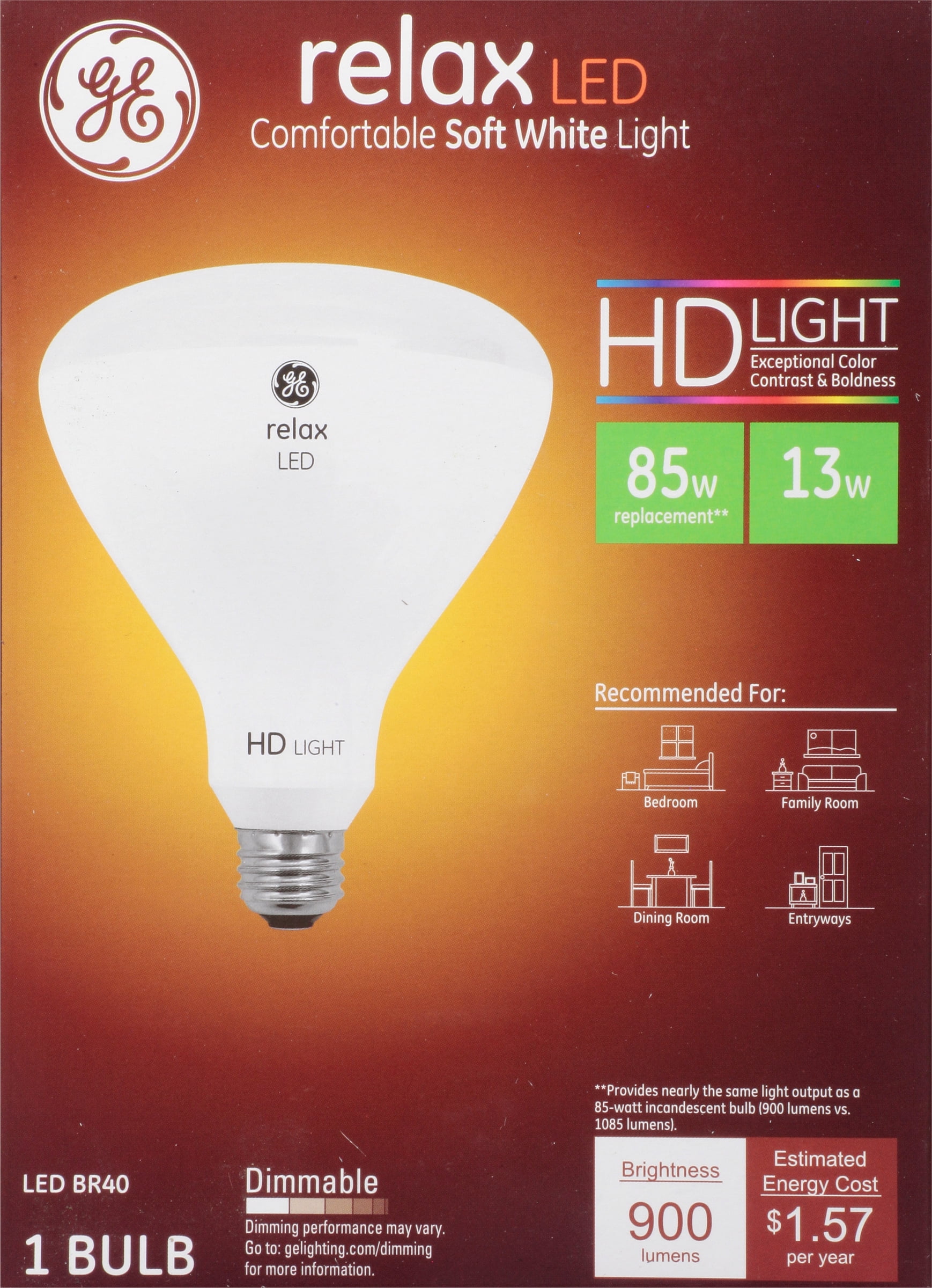GE LED 49525 Relax LED 13w Dimmable BR30 soft white Puerto Rico Ubuy