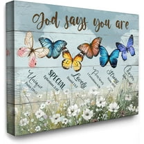 Christian Butterflies Canvas Wall Art God Says You Are Butterfly Flower Inspirational Painting Wall Decor Framed Scripture Poster Home for Living Room Bedroom Bathroom Decoration 12x16 inch