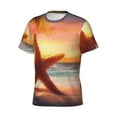 thumbnail image 3 of Yiaed Starfish Sunset Sea Beach Print Mens Short Sleeve Tight Fit T-Shirt, Crewneck Casual Tee-Small, 3 of 5
