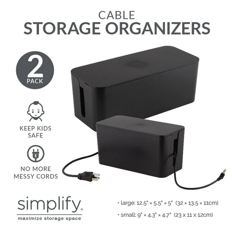 Simplify 2 Pack Plastic Wire / Cable Organizer Hidden Storage