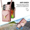 thumbnail image 4 of Dteck Crossbody Shoulder Strap Wallet Case for Samsung A14 5G, RFID Blocking Leather Purse Case with Card Holder Protective Handbag Flip Stand Cover with Zipper Pocket for Women Girls Men, Rosegold, 4 of 7