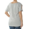 thumbnail image 3 of Sanctuary Clothing Womens Twist Sleeve Basic T-Shirt, Grey, X-Small, 3 of 3
