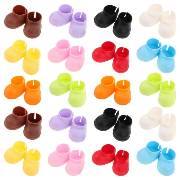 Milisten 20 Pairs Assorted Color Doll Booties Plastic Shoes for 10-15cm Dolls Dress Up Accessories